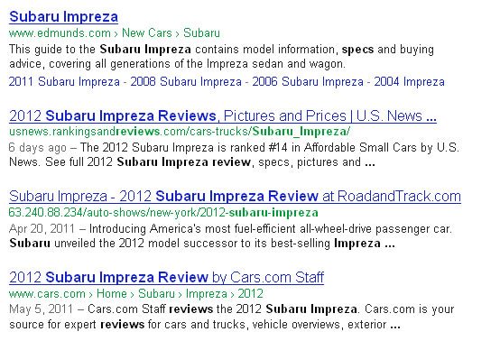 Subaru Example Google Freshness Update Subaru Example Google Freshness Update